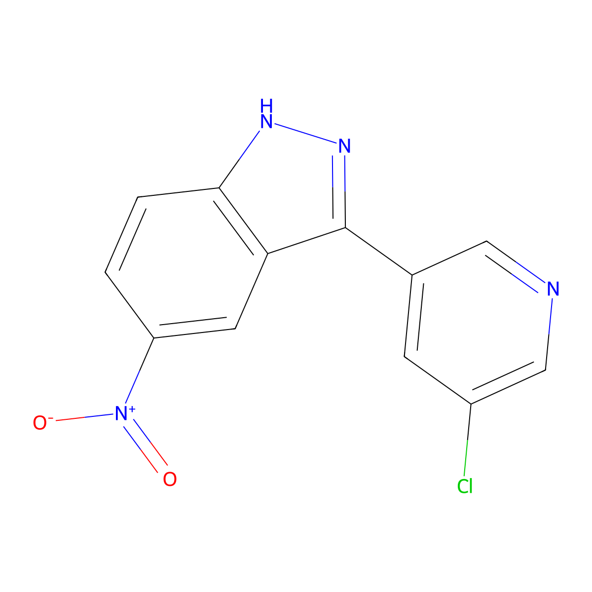 3-(5-chloropyridin-3-yl)-5-nitro-1H-indazole molecular structure, CAS 1356088-13-5