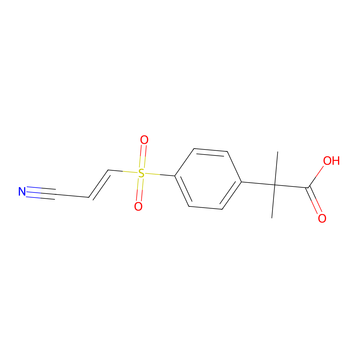 (E)-2-(4-((2-Cyanovinyl)sulfonyl)phenyl)-2-methylpropanoic acid molecular structure, CAS 1356089-38-7