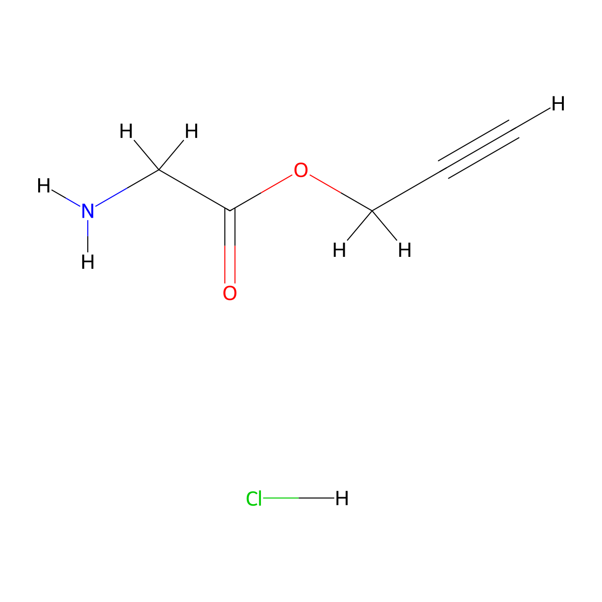 Prop-2-yn-1-yl 2-aminoacetate hydrochloride molecular structure, CAS 135609-54-0