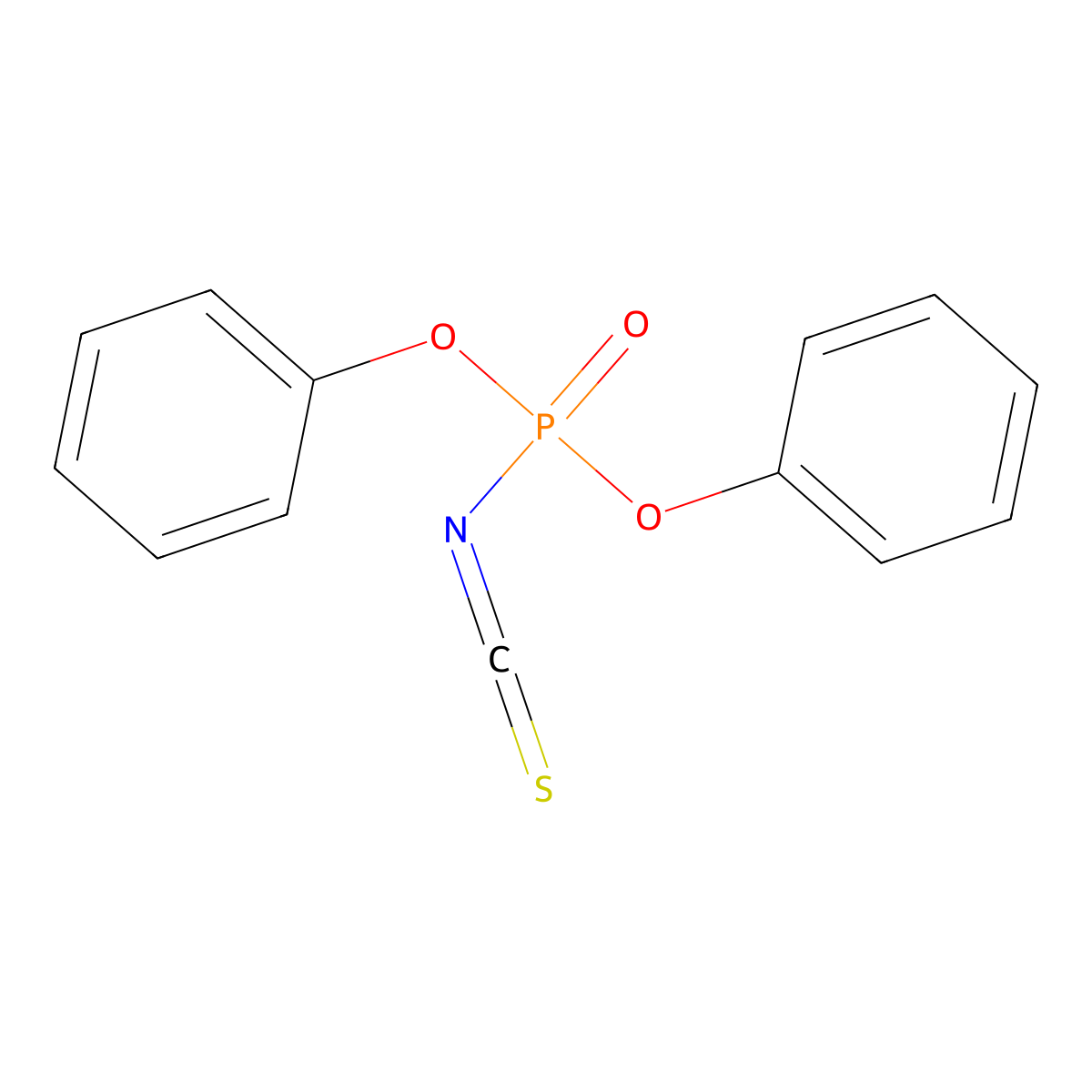 Phosphor(isothiocyanatidic) acid, diphenyl ester molecular structure, CAS 13561-75-6