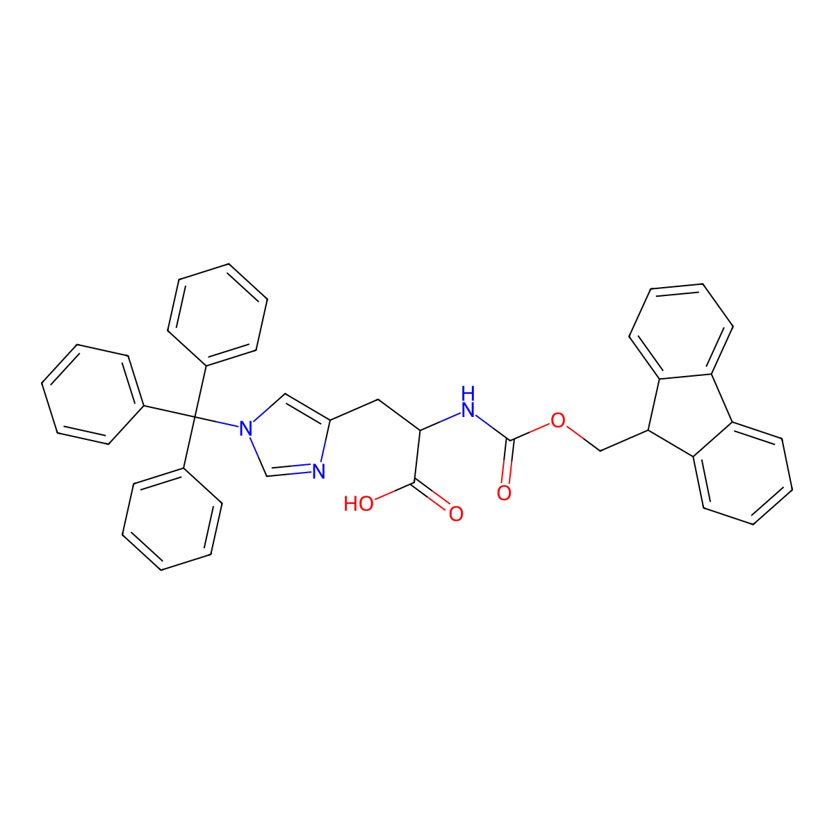 (2R)-2-({[(9H-fluoren-9-yl)methoxy]carbonyl}amino)-3-[1-(triphenylmethyl)-1H-imidazol-4-yl]propanoic acid molecular structure, CAS 135610-90-1