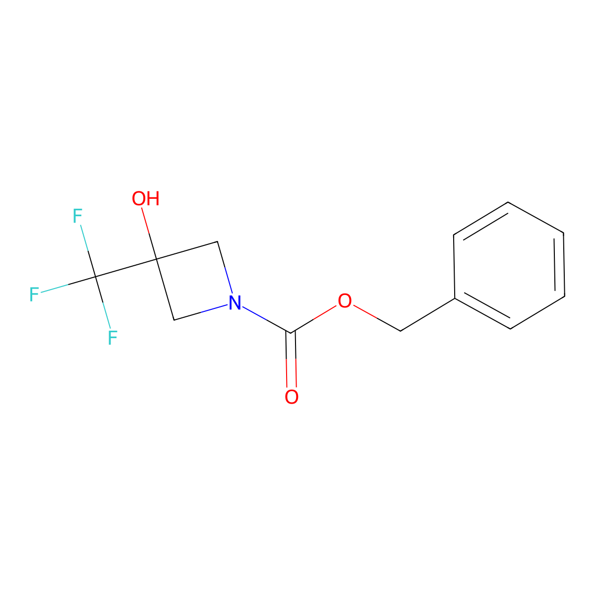 Benzyl 3-hydroxy-3-(trifluoromethyl)azetidine-1-carboxylate molecular structure, CAS 1356109-15-3