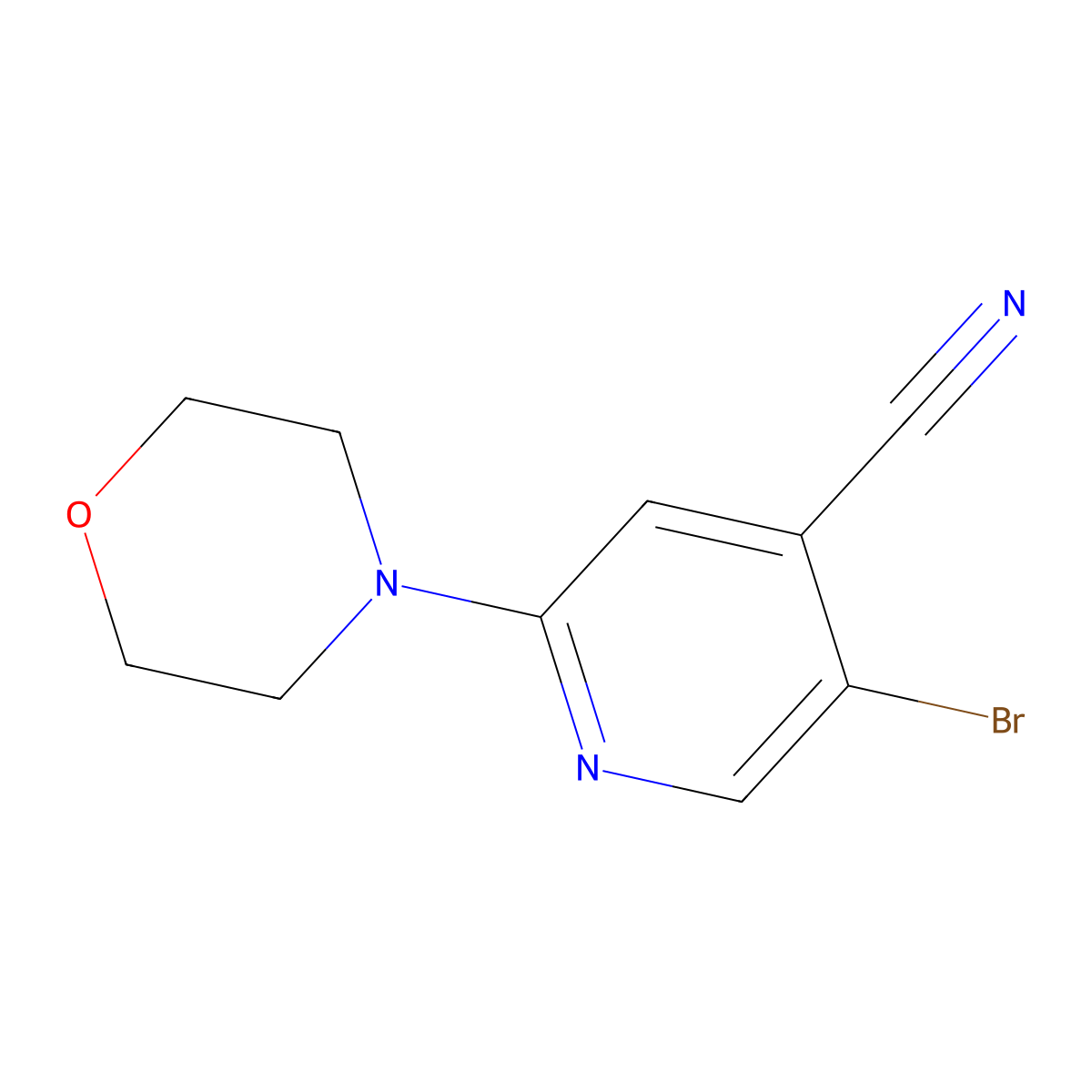 5-Bromo-2-morpholinoisonicotinonitrile molecular structure, CAS 1356109-22-2