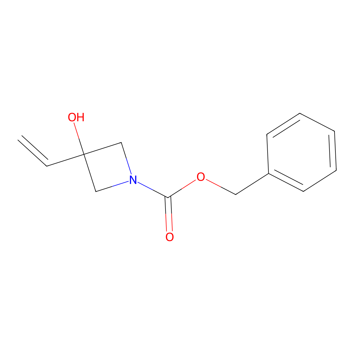 Benzyl 3-hydroxy-3-vinylazetidine-1-carboxylate molecular structure, CAS 1356109-31-3