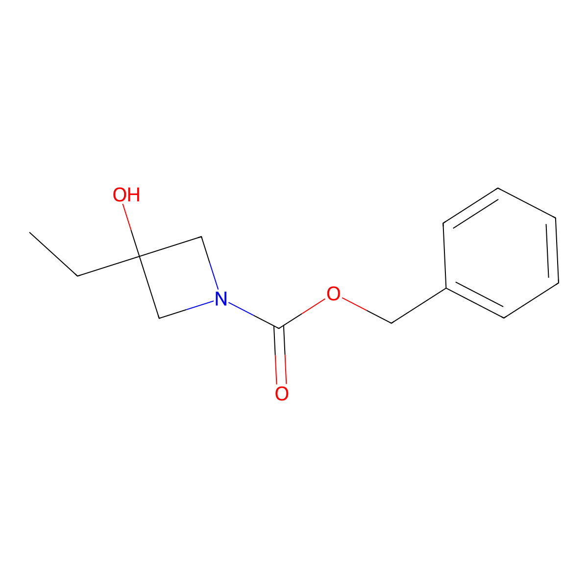1-Azetidinecarboxylic acid, 3-ethyl-3-hydroxy-, phenylmethyl ester molecular structure, CAS 1356109-43-7