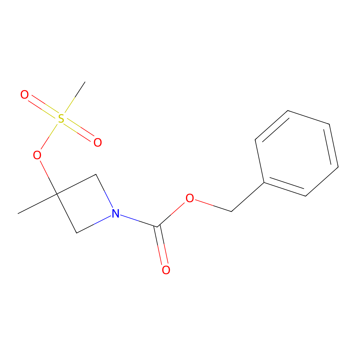 Benzyl 3-methyl-3-((methylsulfonyl)oxy)azetidine-1-carboxylate molecular structure, CAS 1356109-87-9