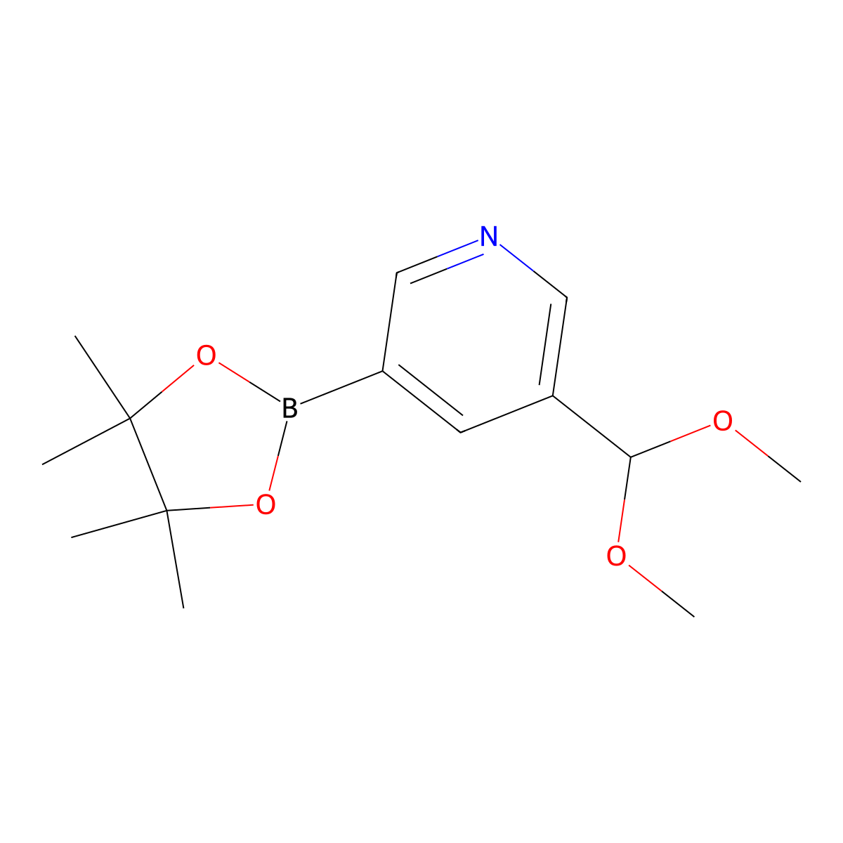 3-(Dimethoxymethyl)-5-(4,4,5,5-tetramethyl-1,3,2-dioxaborolan-2-yl)pyridine molecular structure, CAS 1356110-05-8
