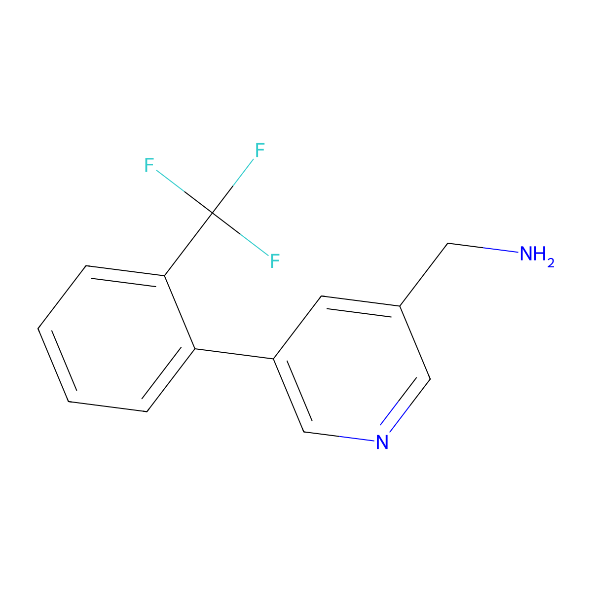 (5-(2-(Trifluoromethyl)phenyl)pyridin-3-yl)methanamine molecular structure, CAS 1356110-96-7