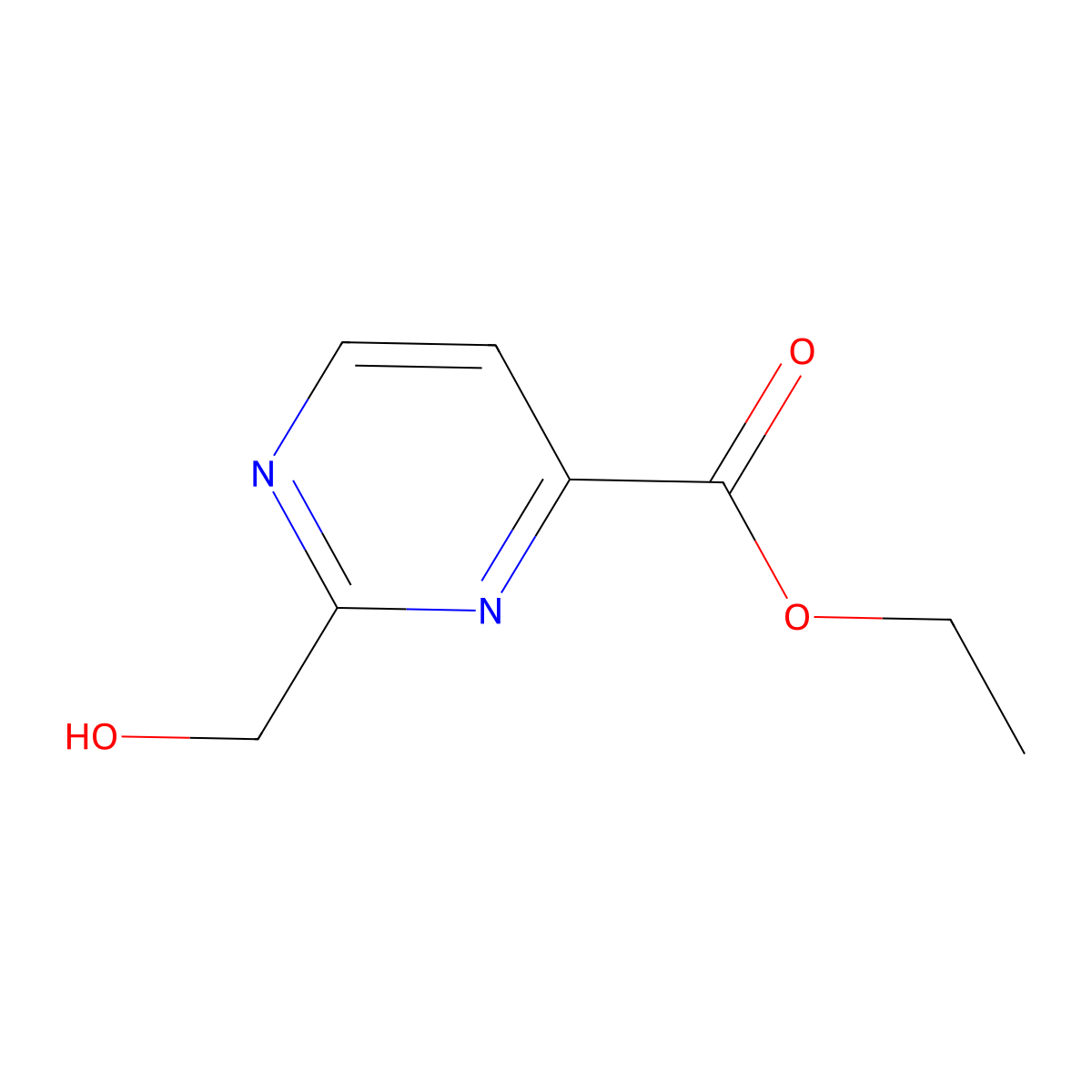 Ethyl 2-(hydroxymethyl)pyrimidine-4-carboxylate molecular structure, CAS 1356111-30-2