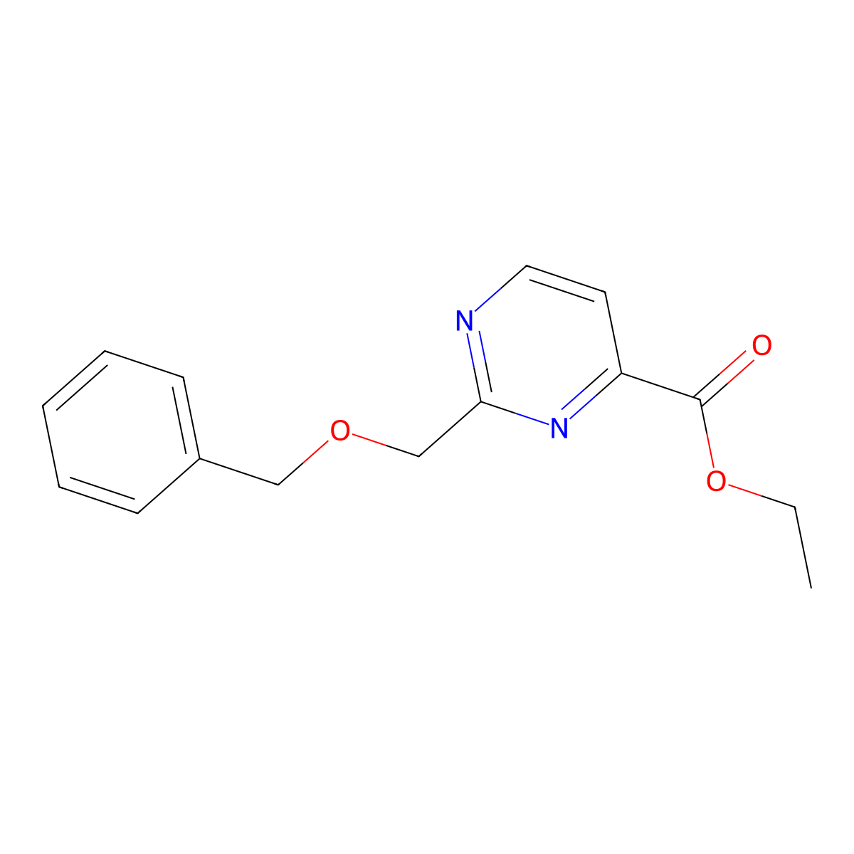Ethyl 2-((benzyloxy)methyl)pyrimidine-4-carboxylate molecular structure, CAS 1356111-33-5