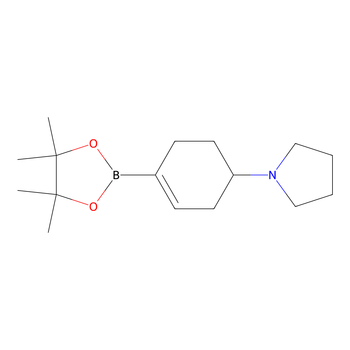 1-(4-(4,4,5,5-Tetramethyl-1,3,2-dioxaborolan-2-yl)cyclohex-3-en-1-yl)pyrrolidine molecular structure, CAS 1356111-39-1