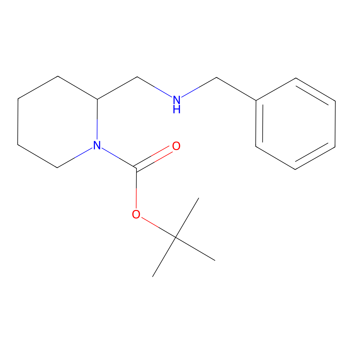 Tert-butyl 2-((benzylamino)methyl)piperidine-1-carboxylate molecular structure, CAS 1356111-56-2