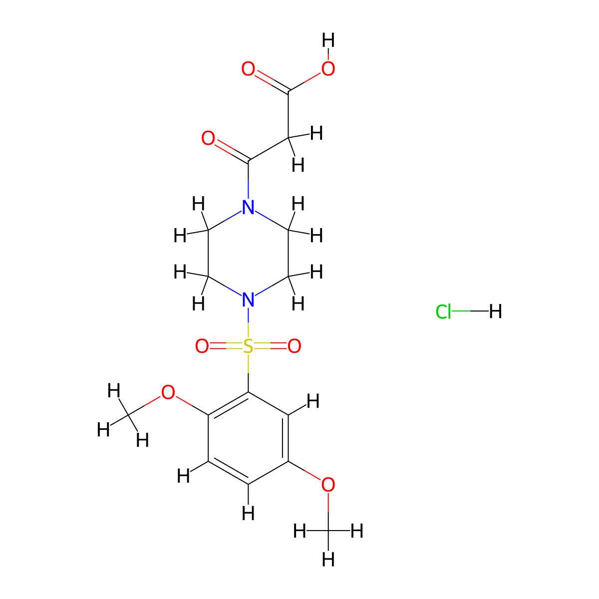 3-(4-((2,5-Dimethoxyphenyl)sulfonyl)piperazin-1-yl)-3-oxopropanoic acid hydrochloride molecular structure, CAS 1356113-51-3