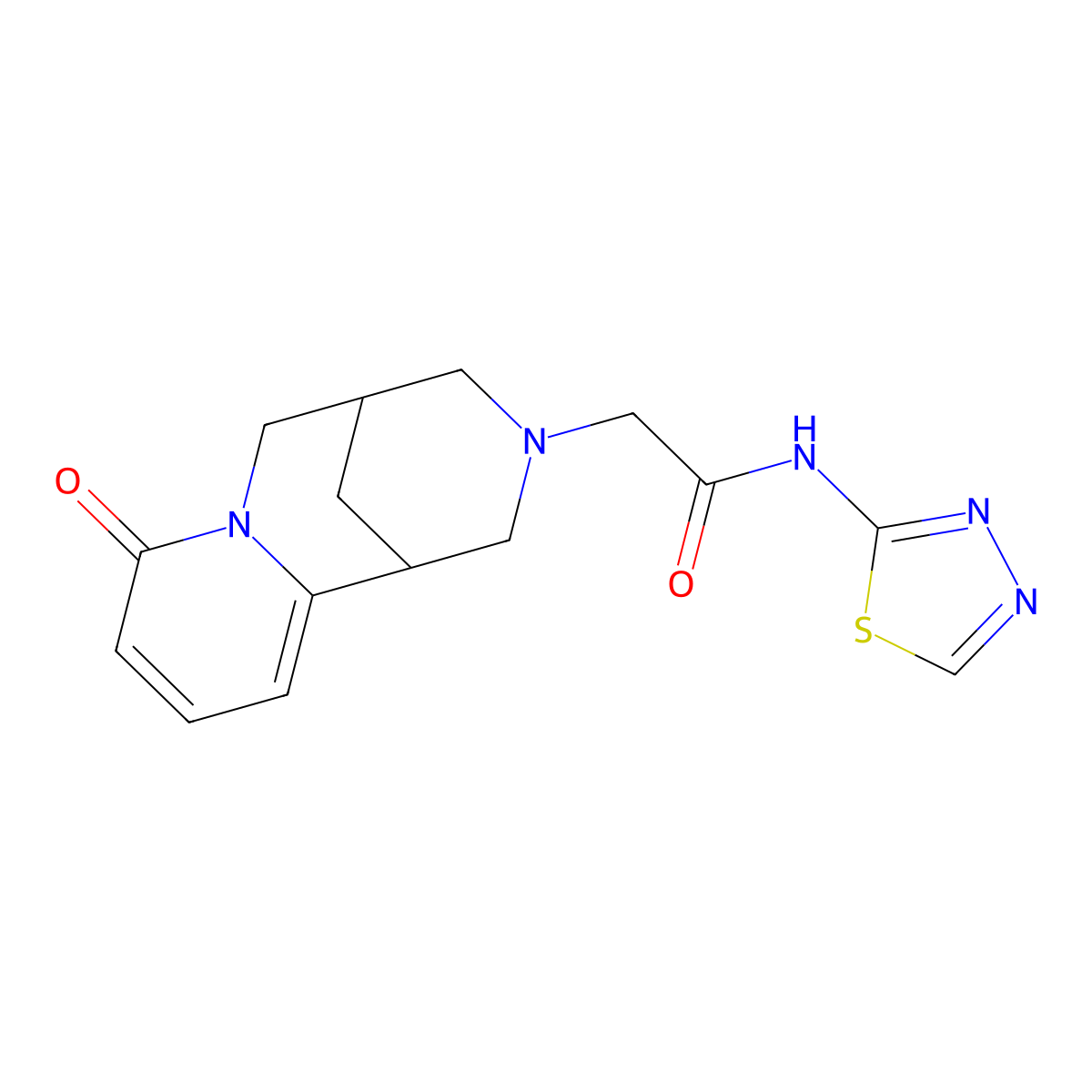 1,5-Methano-2H-pyrido[1,2-a][1,5]diazocine-3(4H)-acetamide, 1,5,6,8-tetrahydro-8-oxo-N-1,3,4-thiadiazol-2-yl- molecular structure, CAS 1356114-75-4