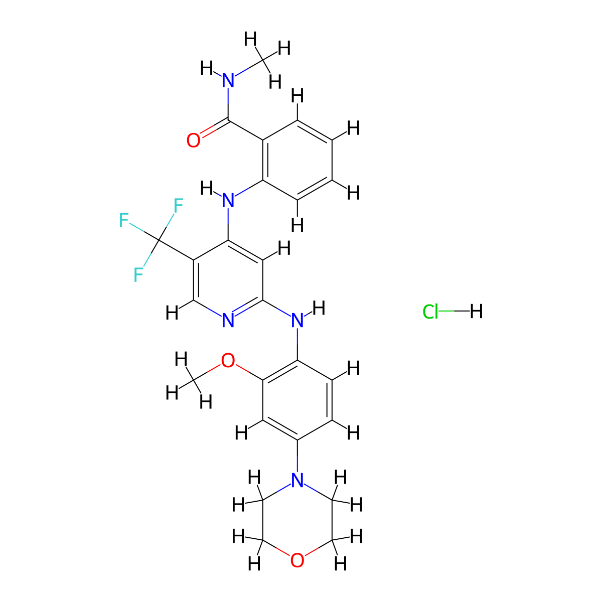 2-(2-(2-Methoxy-4-morpholinophenylamino)-5-(trifluoromethyl)pyridine-4-ylamino)-N-methylbenzamide hydrochloride molecular structure, CAS 1356154-94-3