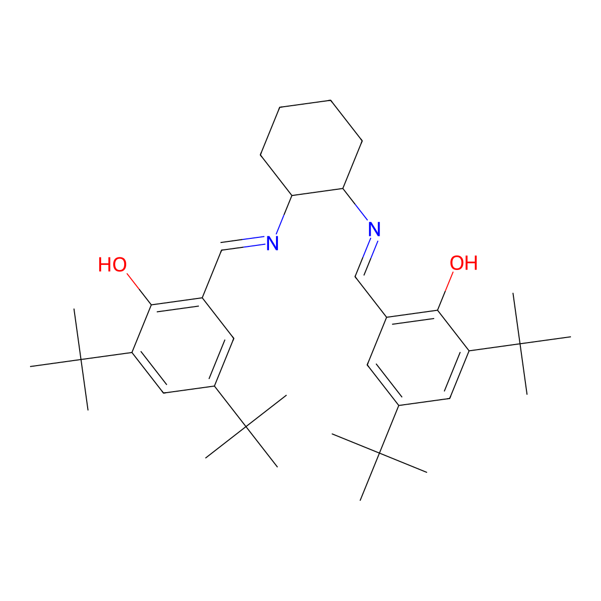 (R,R)-(-)-N,N'-Bis(3,5-di-tert-butylsalicylidene)-1,2-cyclohexanediamine molecular structure, CAS 135616-40-9