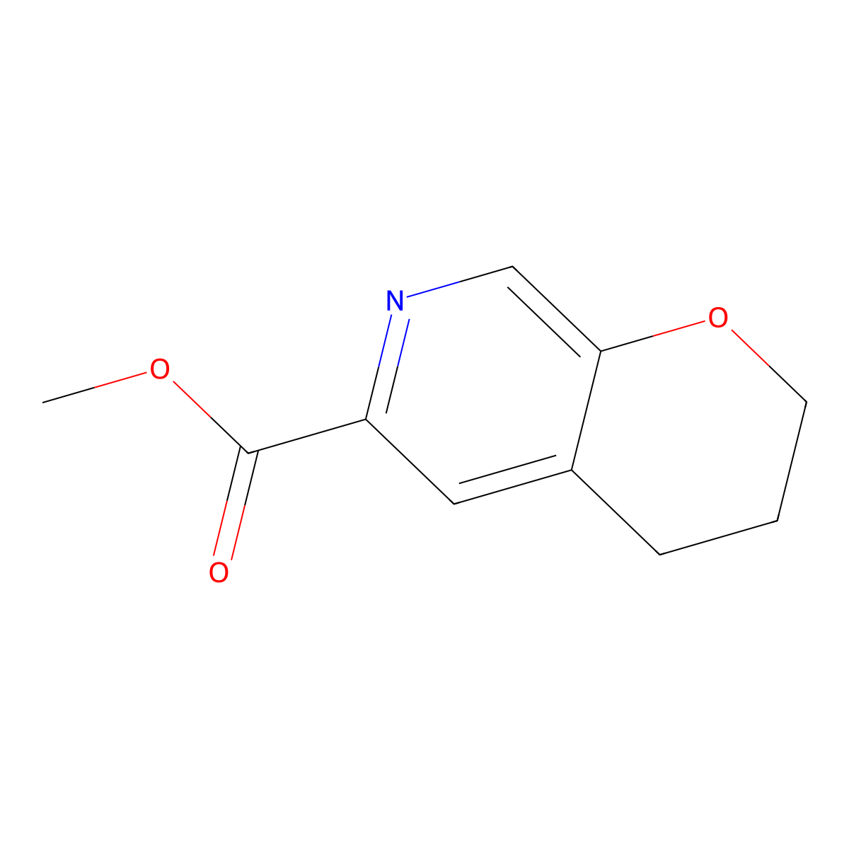 Methyl 3,4-dihydro-2H-pyrano(2,3-c)pyridine-6-carboxylate molecular structure, CAS 1356163-58-0