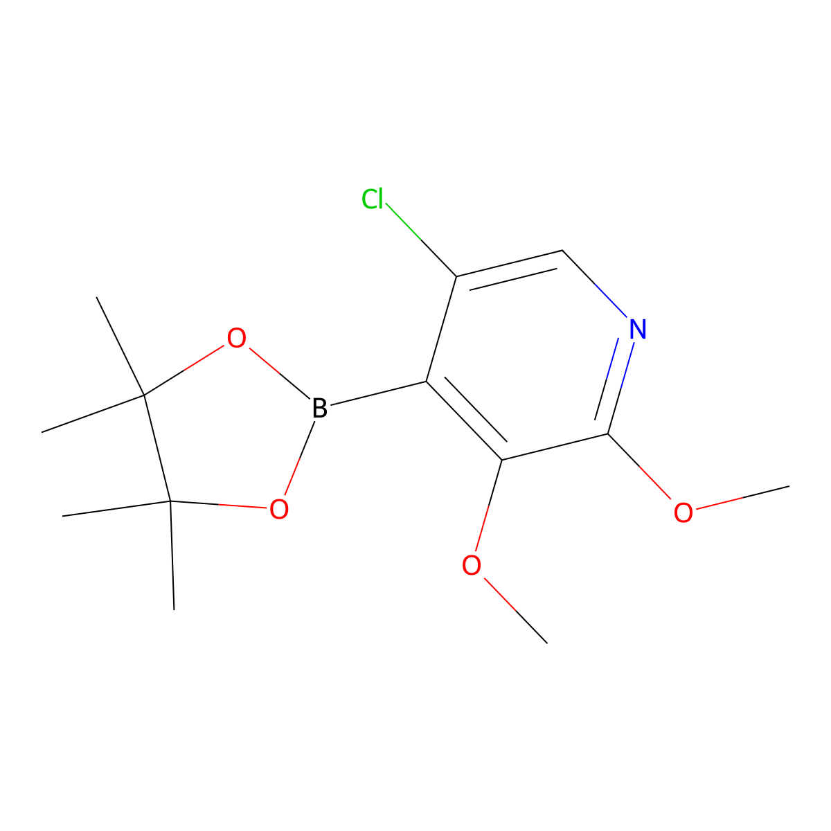 5-Chloro-2,3-dimethoxy-4-(4,4,5,5-tetramethyl-1,3,2-dioxaborolan-2-yl)pyridine molecular structure, CAS 1356165-74-6