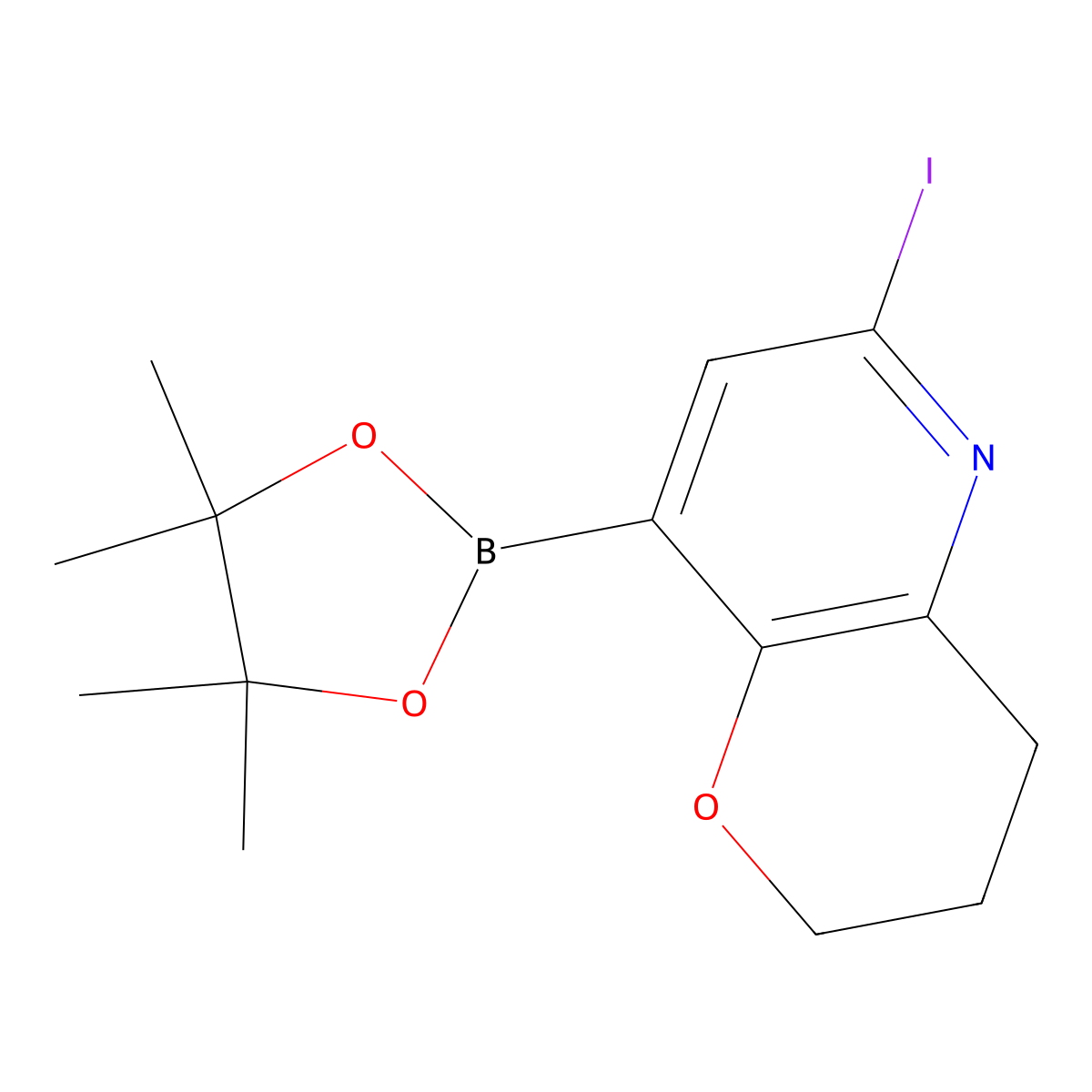 6-Iodo-8-(4,4,5,5-tetramethyl-1,3,2-dioxaborolan-2-yl)-3,4-dihydro-2H-pyrano[3,2-b]pyridine molecular structure, CAS 1356165-84-8