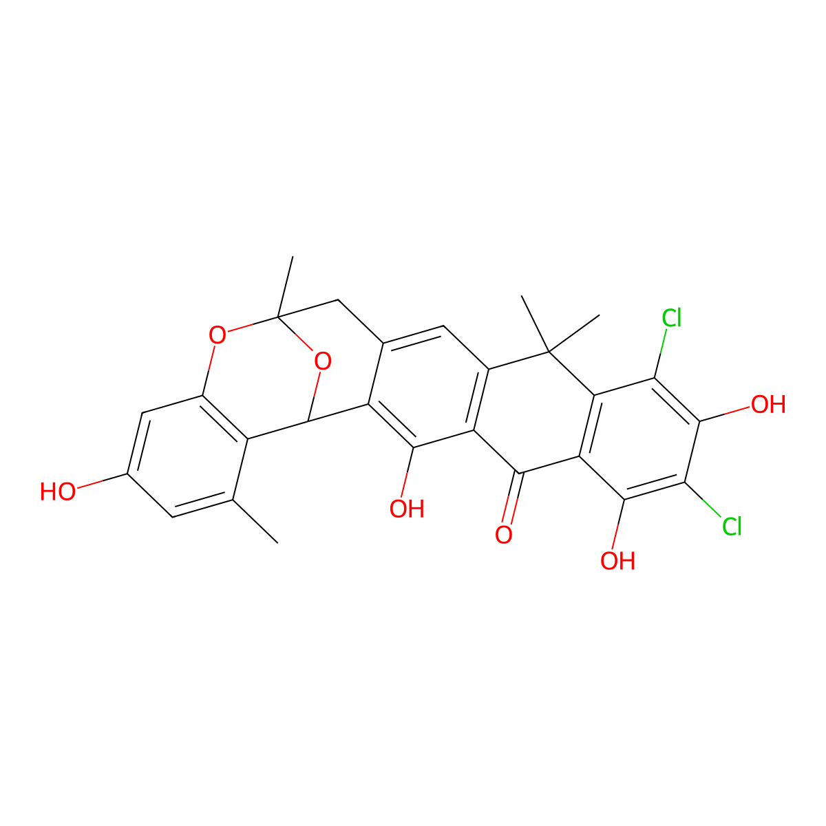 6,16-Epoxy-14H-anthra[2,3-d][1]benzoxocin-14-one, 10,12-dichloro-6,7,9,16-tetrahydro-3,11,13,15-tetr molecular structure, CAS 1356188-46-9