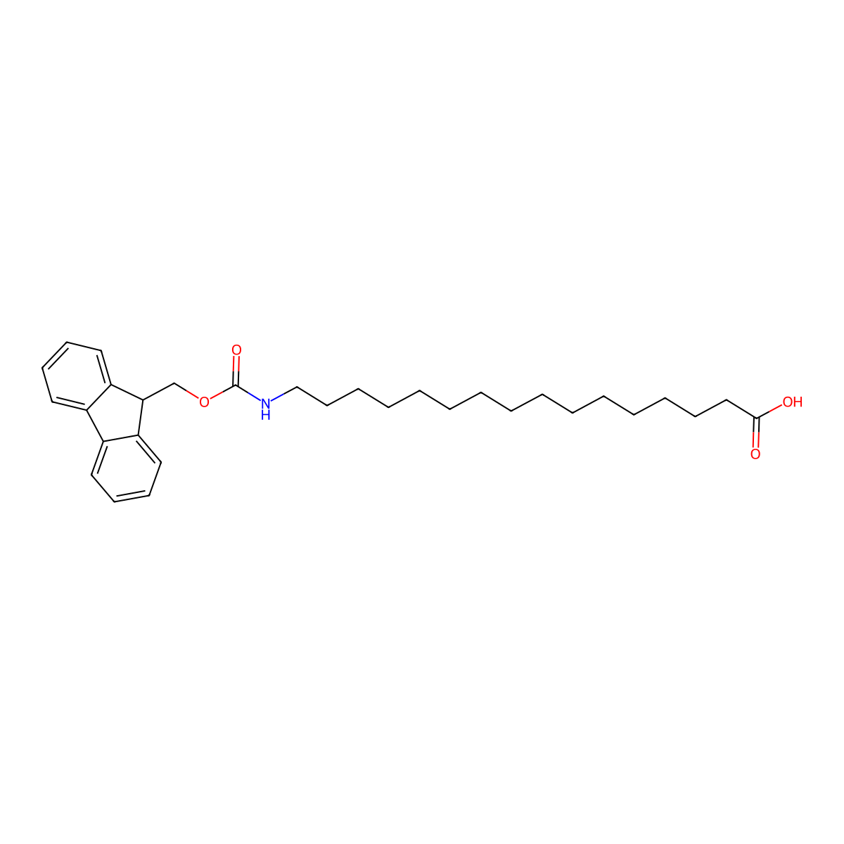 16-((((9H-fluoren-9-yl)methoxy)carbonyl)amino)hexadecanoic acid molecular structure, CAS 1356220-22-8