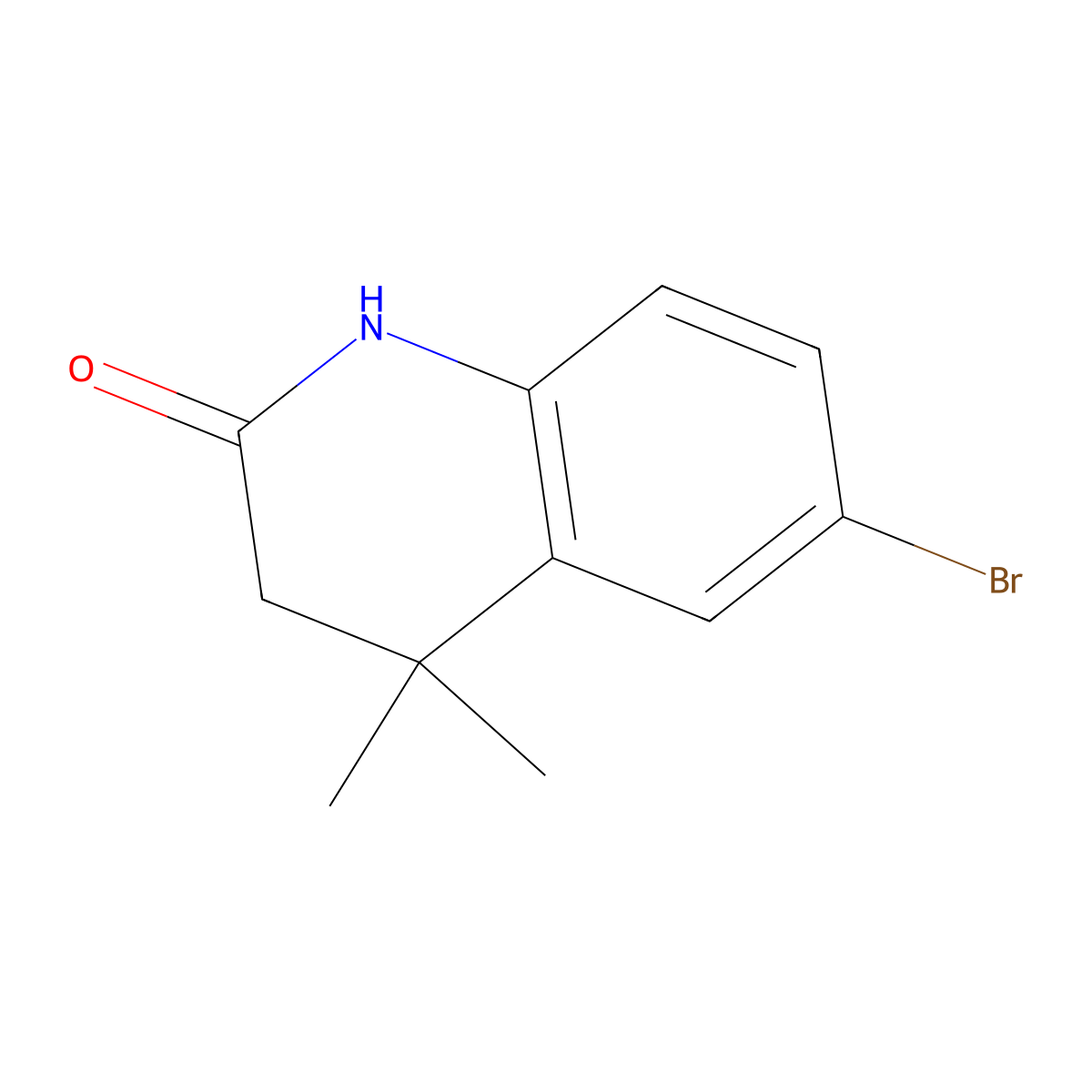 6-Bromo-3,4-dihydro-4,4-dimethylquinolin-2(1H)-one molecular structure, CAS 135631-90-2