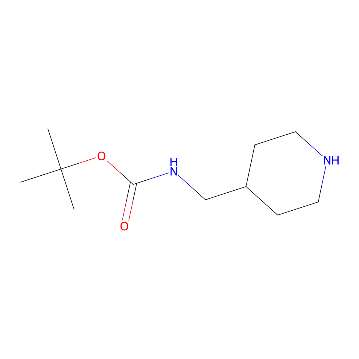 Tert-butyl (piperidin-4-ylmethyl)carbamate molecular structure, CAS 135632-53-0