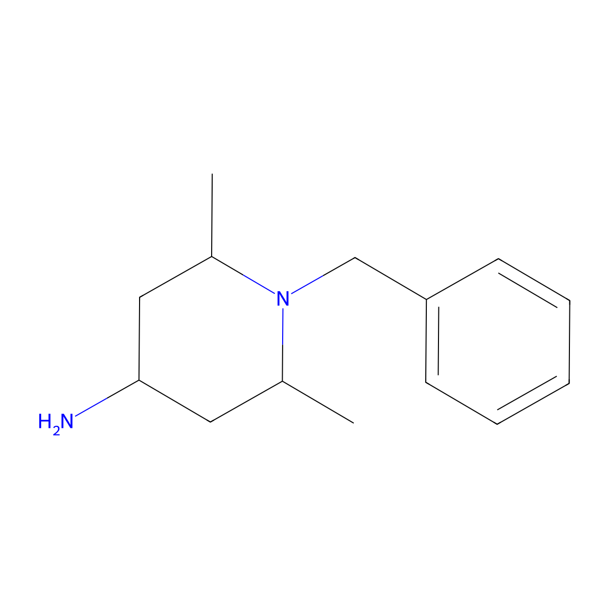 1-Benzyl-2,6-dimethyl-piperidin-4-ylamine molecular structure, CAS 135632-64-3