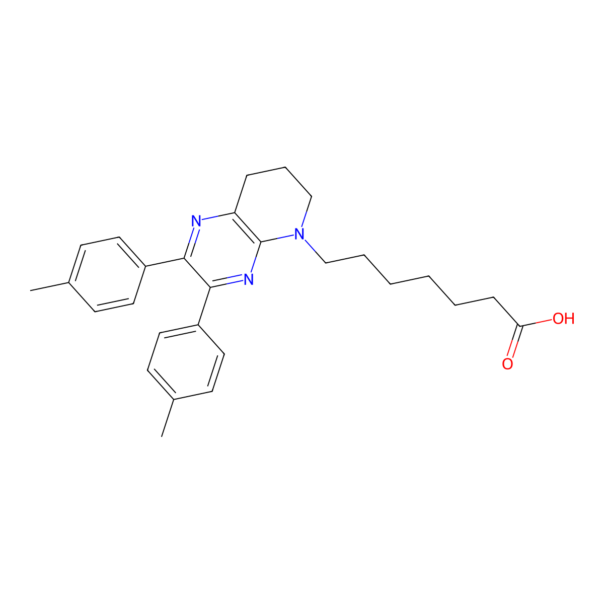 7,8-Dihydro-2,3-bis(4-methylphenyl)pyrido[2,3-b]pyrazine-5(6H)-heptanoic acid molecular structure, CAS 1356331-63-9