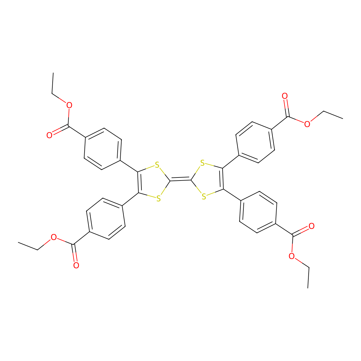 Tetraethyl 4,4',4'',4'''-[[2,2'-Bi(1,3-dithiolylidene)]-4,4',5,5'-tetrayl]tetrabenzoate molecular structure, CAS 1356336-61-2