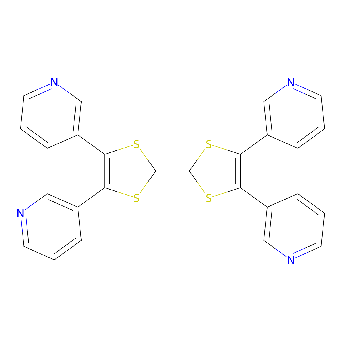 4,4',5,5'-Tetra(pyridin-3-yl)-2,2'-bi(1,3-dithiolylidene) molecular structure, CAS 1356336-68-9