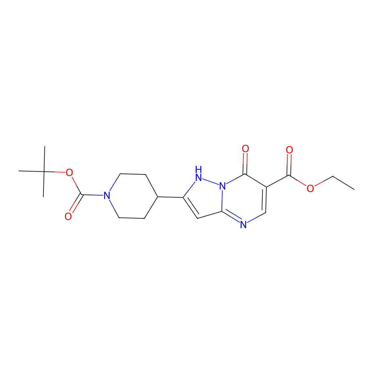 Ethyl 2-(1-(tert-butoxycarbonyl)piperidin-4-yl)-7-hydroxypyrazolo[1,5-a]pyrimidine-6-carboxylate molecular structure, CAS 1356338-36-7