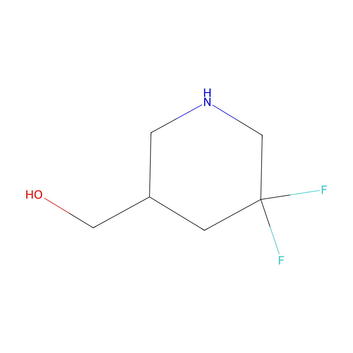 (5,5-Difluoropiperidin-3-yl)methanol molecular structure, CAS 1356338-40-3