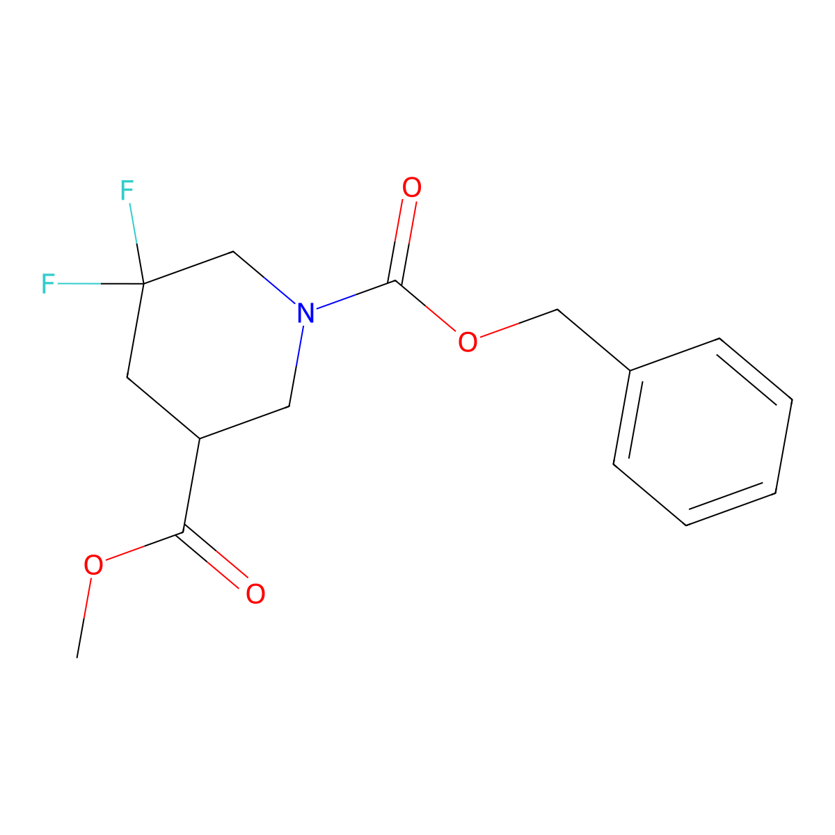 1-Benzyl 3-methyl 5,5-difluoropiperidine-1,3-dicarboxylate molecular structure, CAS 1356338-60-7