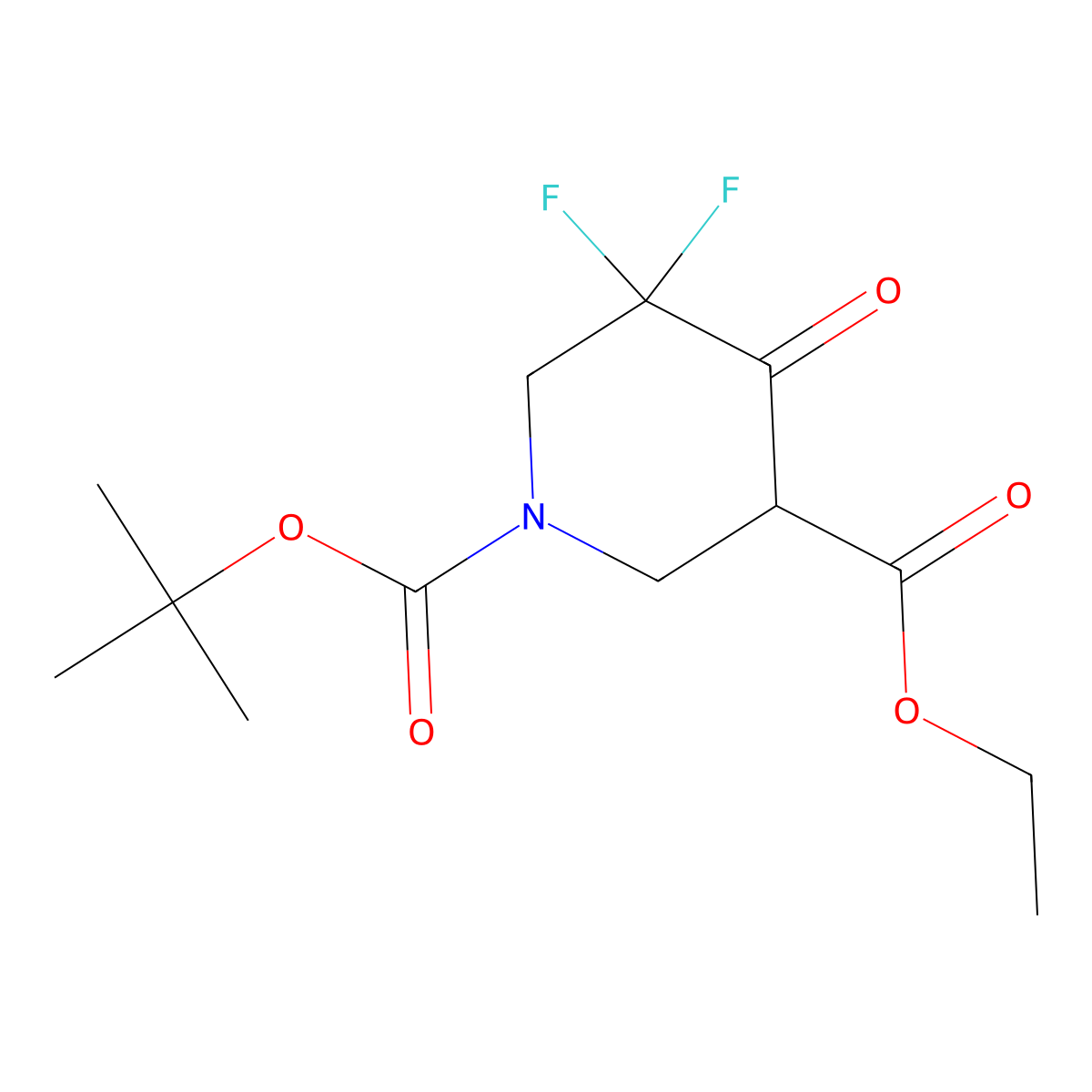 1-Tert-butyl 3-ethyl 5,5-difluoro-4-oxopiperidine-1,3-dicarboxylate molecular structure, CAS 1356338-74-3
