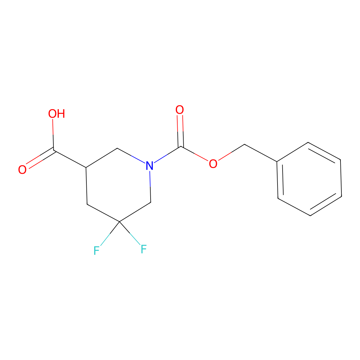 1-[(Benzyloxy)carbonyl]-5,5-difluoropiperidine-3-carboxylic acid molecular structure, CAS 1356338-81-2