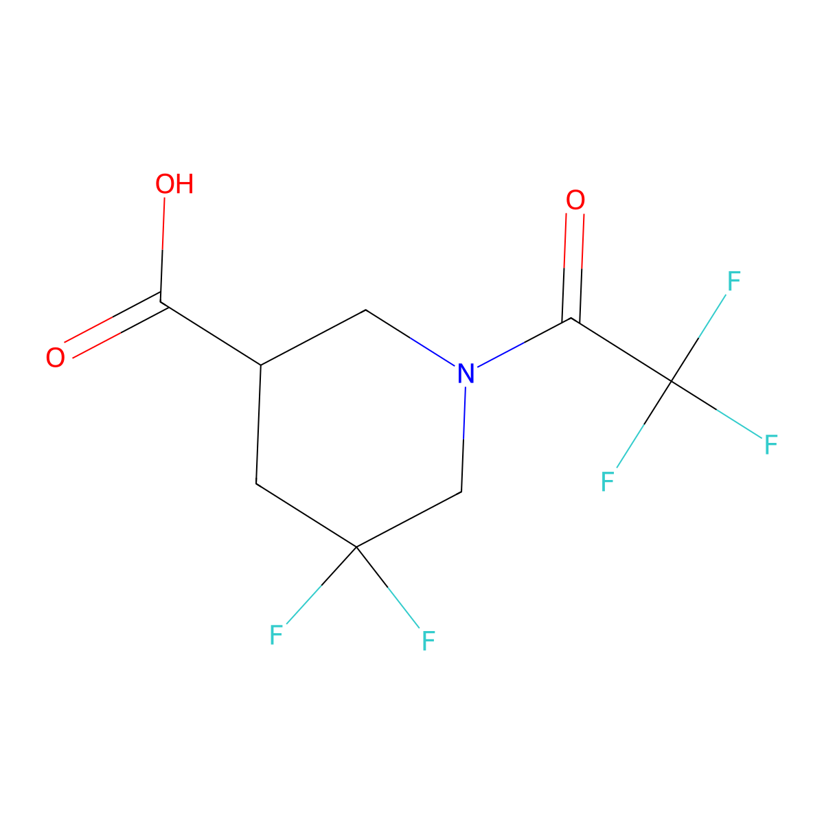 5,5-Difluoro-1-(trifluoroacetyl)piperidine-3-carboxylic acid molecular structure, CAS 1356338-82-3
