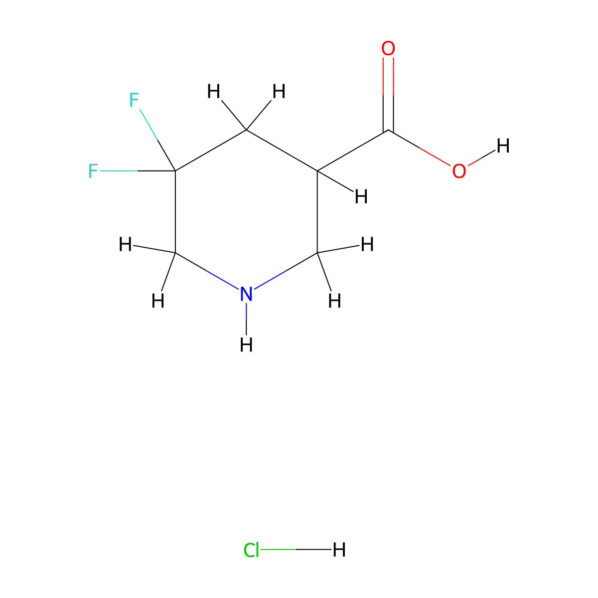 5,5-Difluoropiperidine-3-carboxylic acid hydrochloride molecular structure, CAS 1356339-09-7