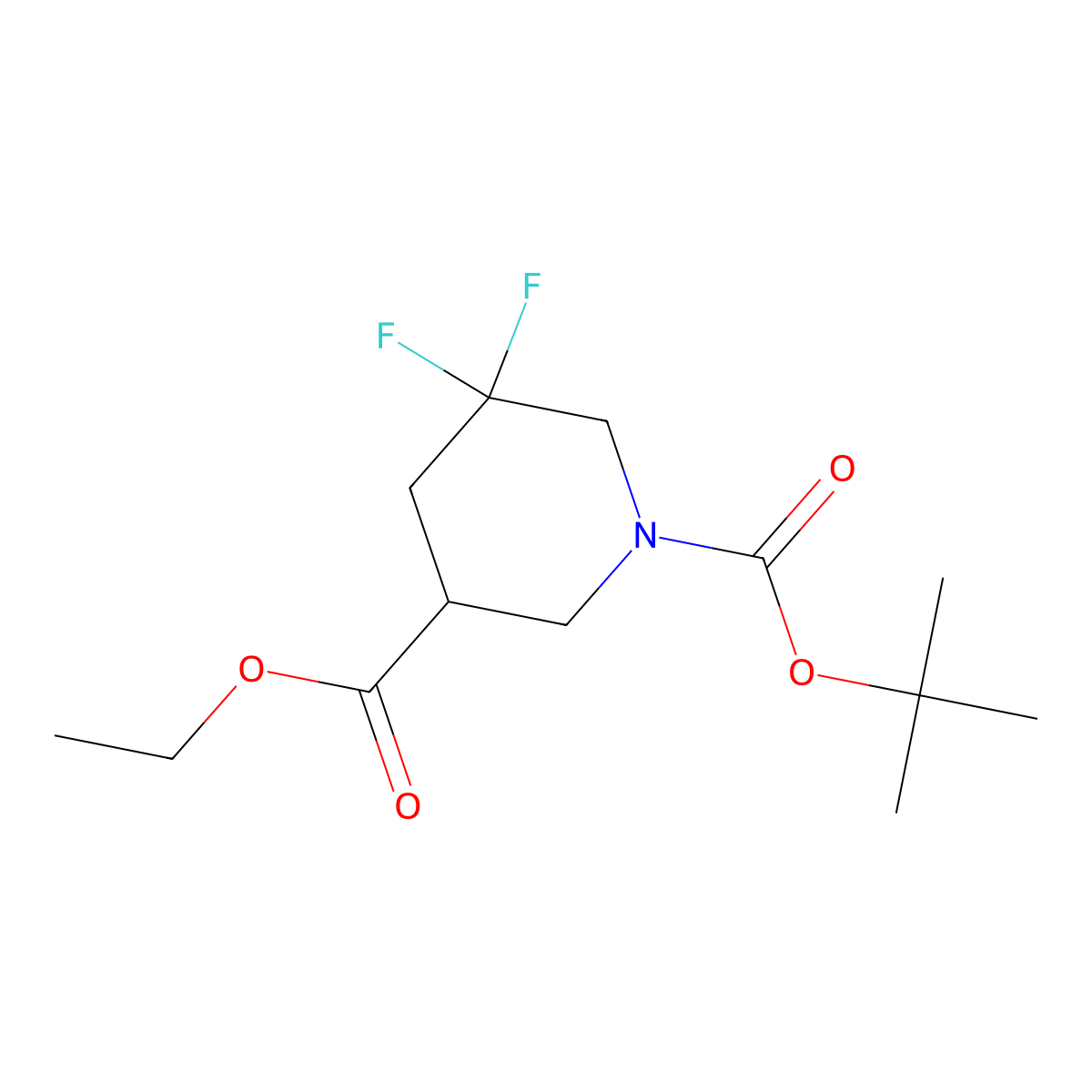 1-Tert-butyl 3-ethyl 5,5-difluoropiperidine-1,3-dicarboxylate molecular structure, CAS 1356339-26-8