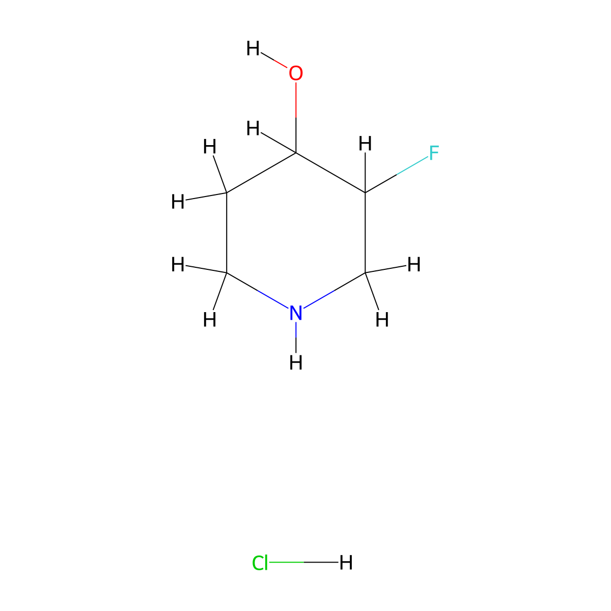 3-Fluoropiperidin-4-ol hydrochloride molecular structure, CAS 1356339-27-9