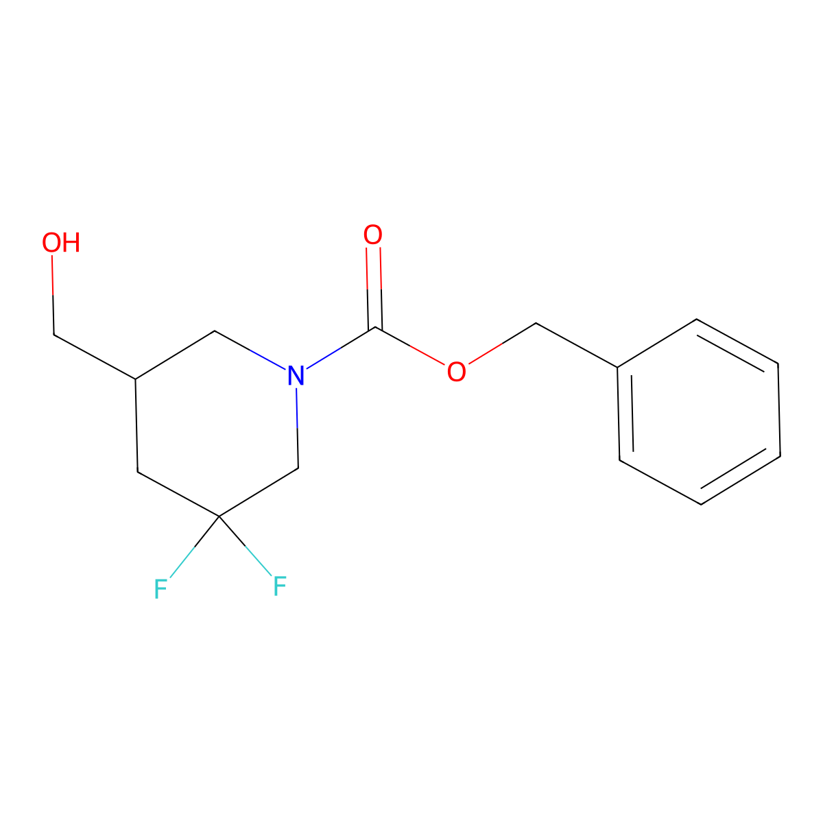 Benzyl 3,3-difluoro-5-(hydroxymethyl)piperidine-1-carboxylate molecular structure, CAS 1356339-31-5