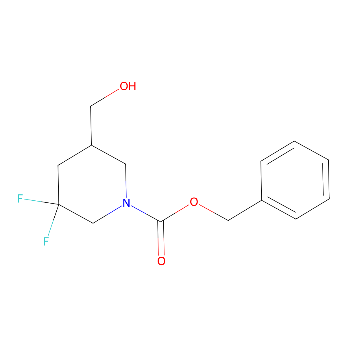 Benzyl 3,3-difluoro-5-(hydroxymethyl)piperidine-1-carboxylate molecular structure, CAS 1356339-31-5