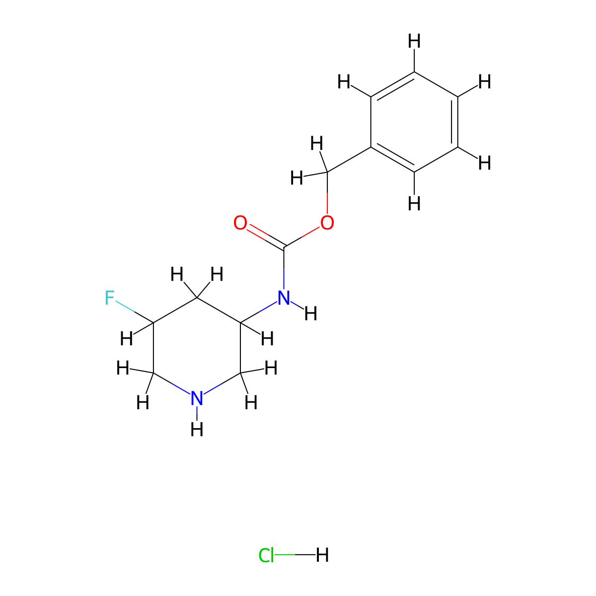 Benzyl 5-fluoropiperidin-3-ylcarbamate HCl molecular structure, CAS 1356342-49-8