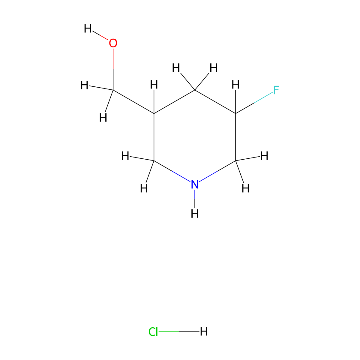 (5-Fluoropiperidin-3-yl)methanol hydrochloride molecular structure, CAS 1356342-54-5