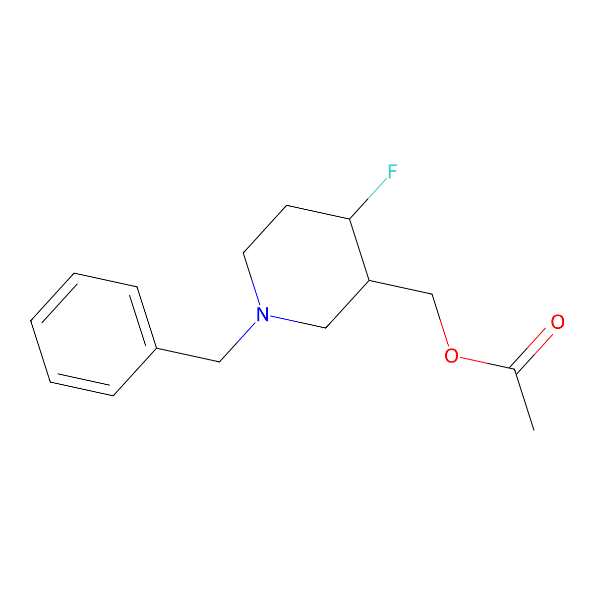 (1-Benzyl-4-fluoropiperidin-3-YL)methyl acetate molecular structure, CAS 1356342-61-4