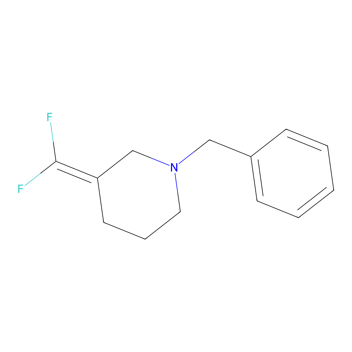 1-Benzyl-3-(difluoromethylene)piperidine molecular structure, CAS 1356342-63-6