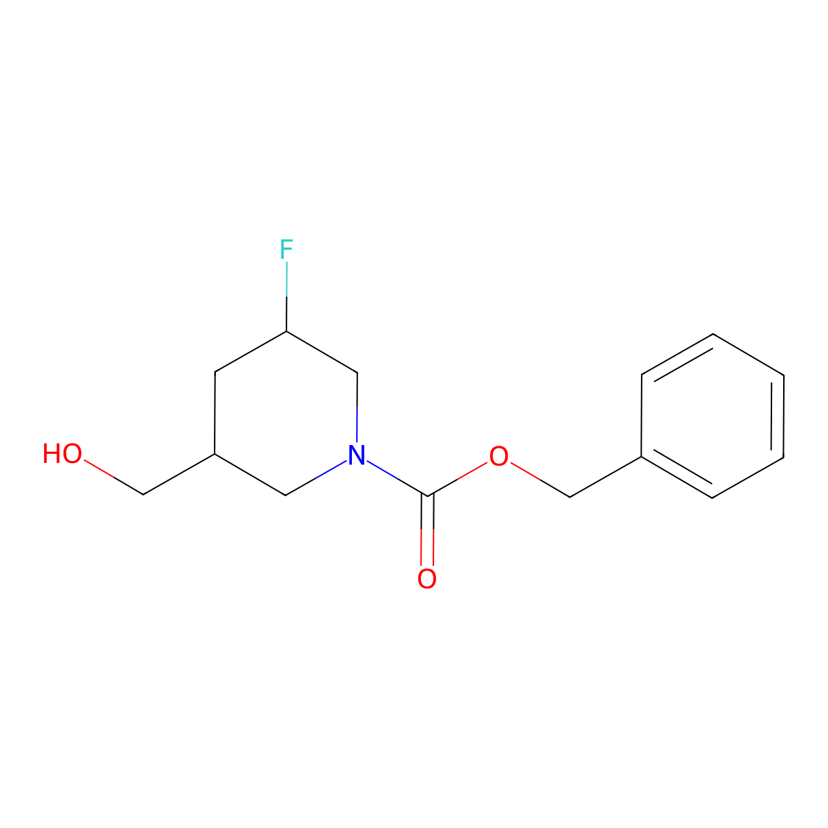 benzyl 3-Fluoro-5-(hydroxymethyl)piperidine-1-carboxylate molecular structure, CAS 1356342-79-4