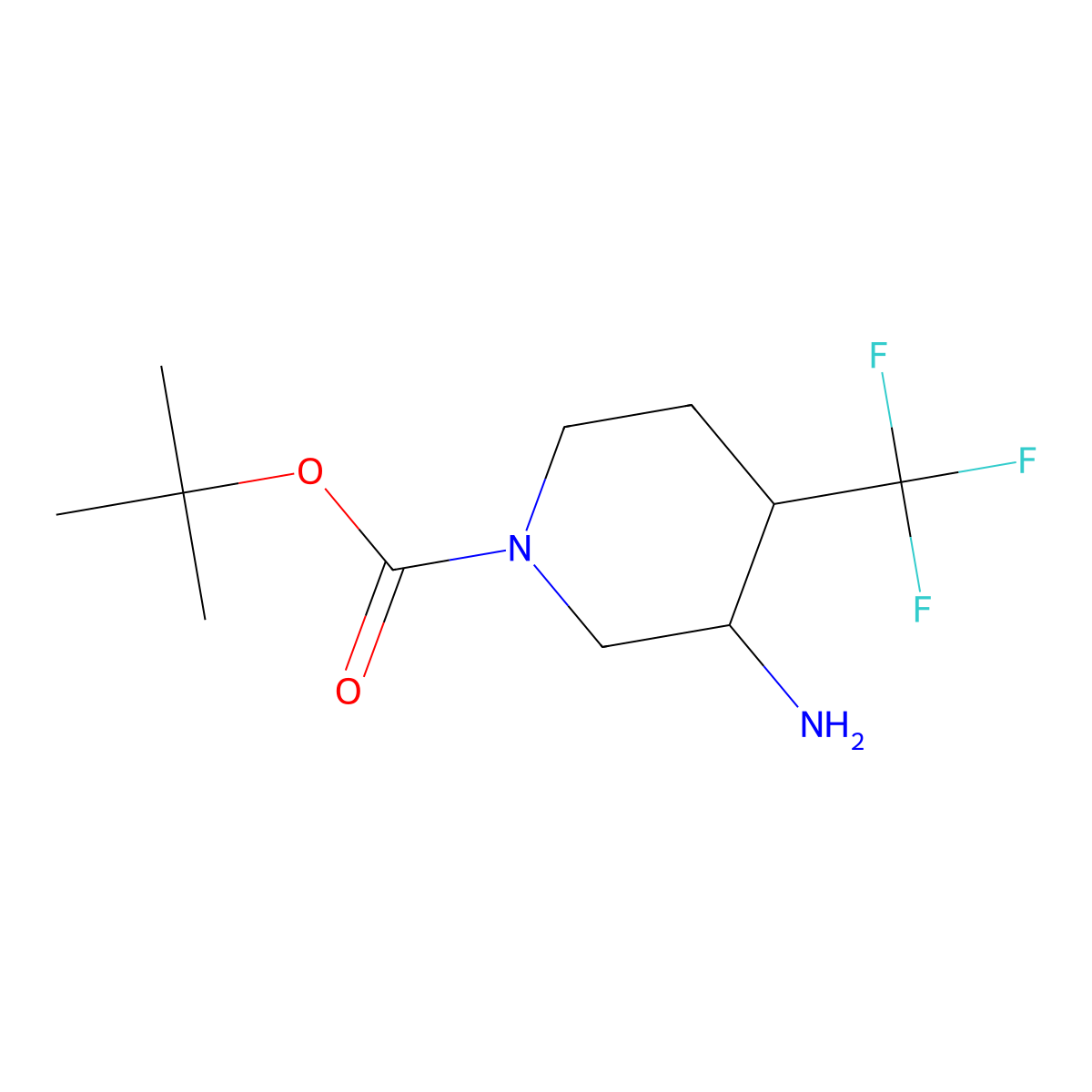 Tert-butyl 3-amino-4-(trifluoromethyl)piperidine-1-carboxylate molecular structure, CAS 1356342-80-7