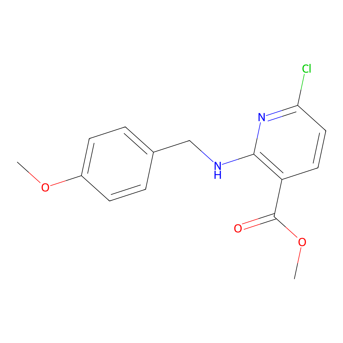 Methyl 6-chloro-2-((4-methoxybenzyl)amino)nicotinate molecular structure, CAS 1356353-33-7