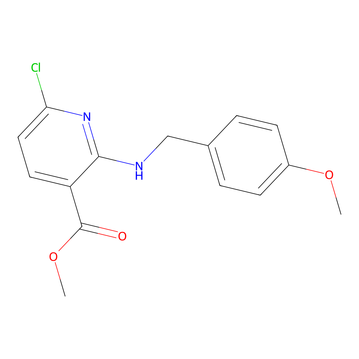 Methyl 6-chloro-2-((4-methoxybenzyl)amino)nicotinate molecular structure, CAS 1356353-33-7